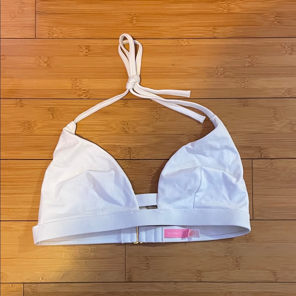 Victoria's Secret White Bikini Top with Pink Tag